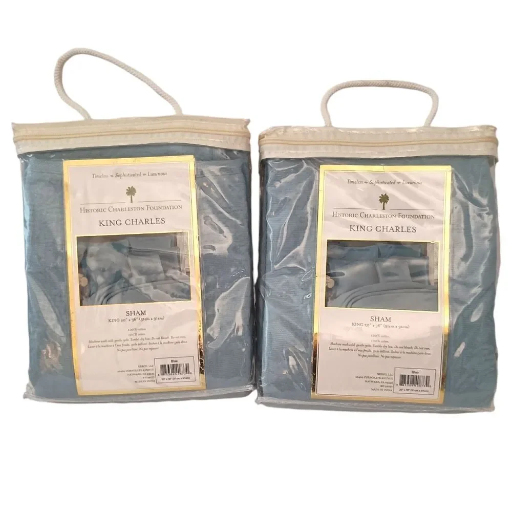 2 Historic Charleston Foundation Pillow‎ Shams Quilted King Size King Charles